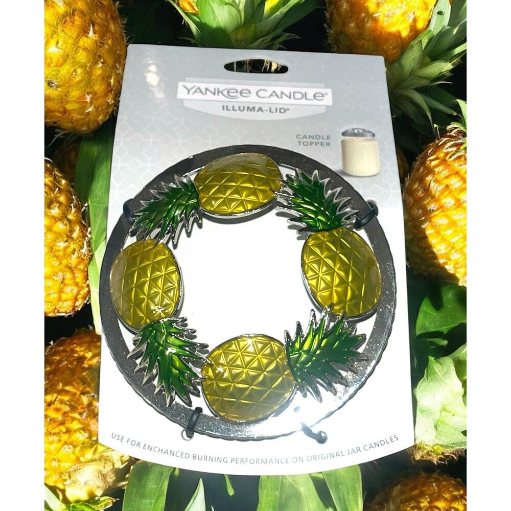Yankee Candle Pineapple Illuma-Lid Jar Topper Enamel Tropical Coastal Decor New